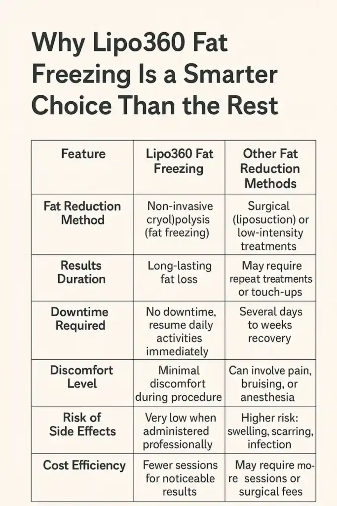 Is it possible to permanently freeze fat cells? 2 Table showing benefits of fat freezing to remove fat cells Leighton Buzzard from Lipo 360