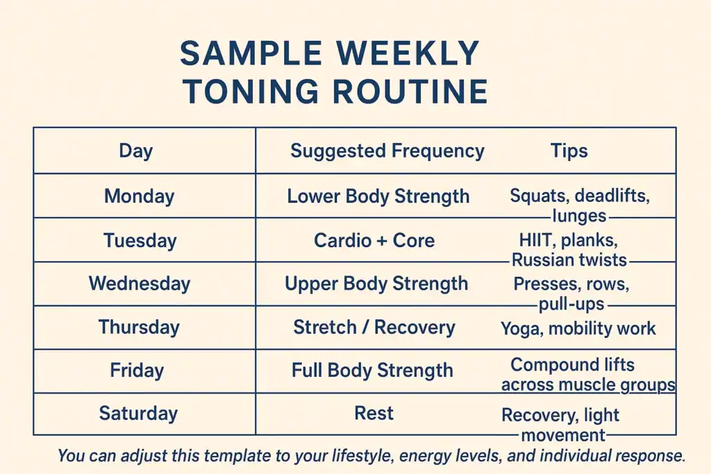 Achieving the Perfect Tone: How Often Should You Exercise for Results? 4 Weekly exercise Leighton Buzzard plan graphic