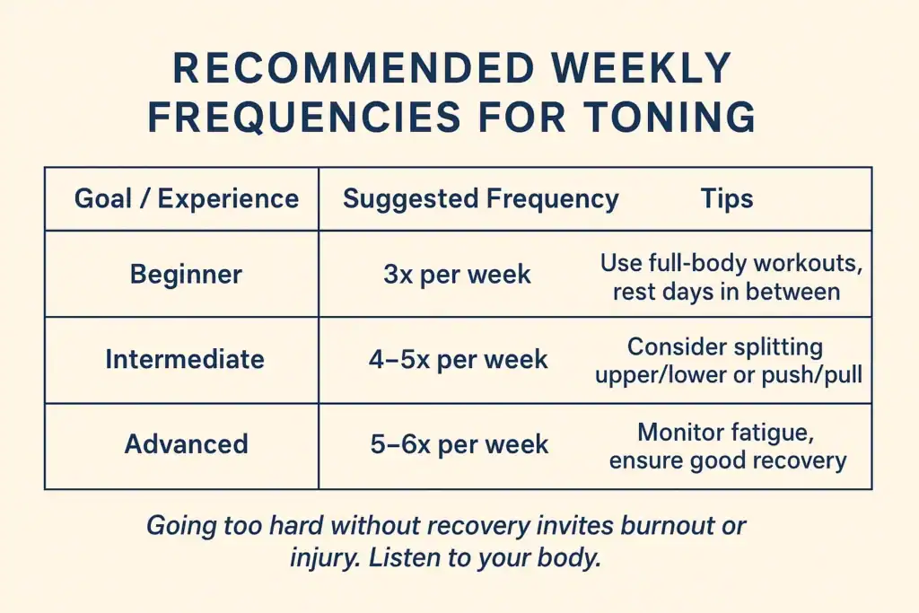 Achieving the Perfect Tone: How Often Should You Exercise for Results? 2 Graphic to show how often you should do exercise to help with toning Leighton Buzzard